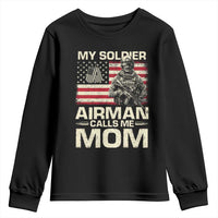 Proud Air Force Mom Youth Sweatshirt My Soldier Airman Calls Me Mom US Flag - Wonder Print Shop