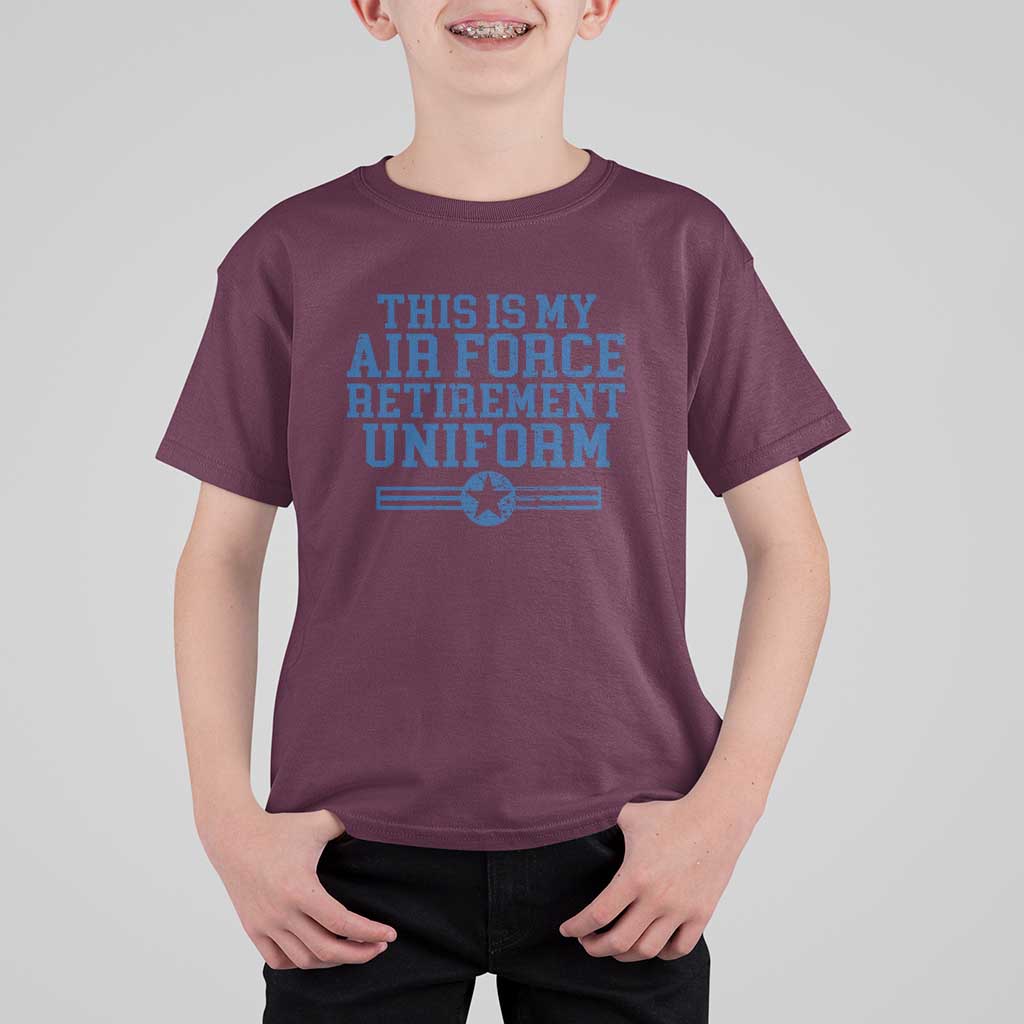 Veteran US Air Force T Shirt For Kid This Is My Retirement Uniform - Wonder Print Shop