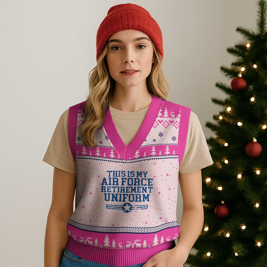 Veteran US Air Force V-Neck Knit Sweater Vest This Is My Retirement Uniform - Wonder Print Shop