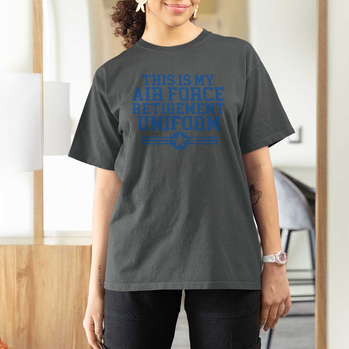 Veteran US Air Force T Shirt For Women This Is My Retirement Uniform - Wonder Print Shop