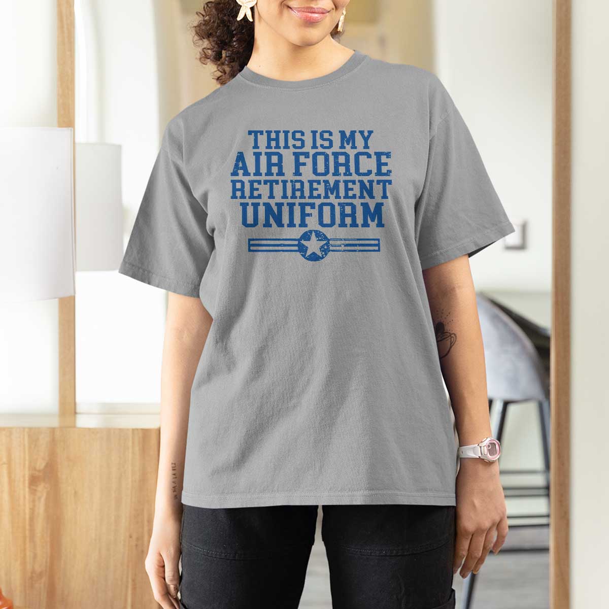 Veteran US Air Force T Shirt For Women This Is My Retirement Uniform - Wonder Print Shop