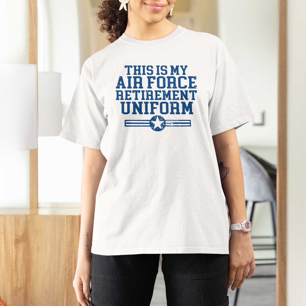 Veteran US Air Force T Shirt For Women This Is My Retirement Uniform - Wonder Print Shop