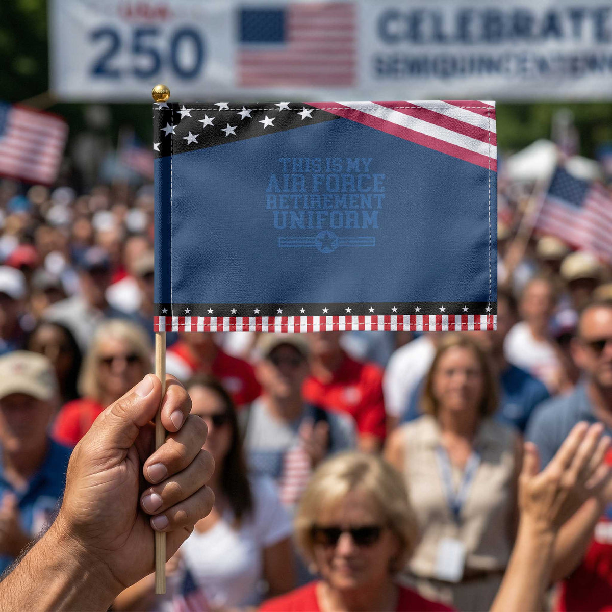 Veteran US Air Force Patriotic Handheld Flag This Is My Retirement Uniform