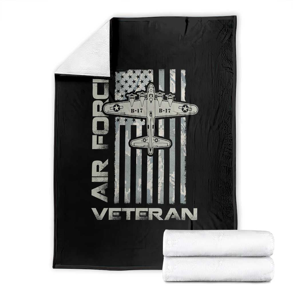 Air Force Veteran Throw Blanket Vintage Camo USA Flag Veterans - Wonder Print Shop