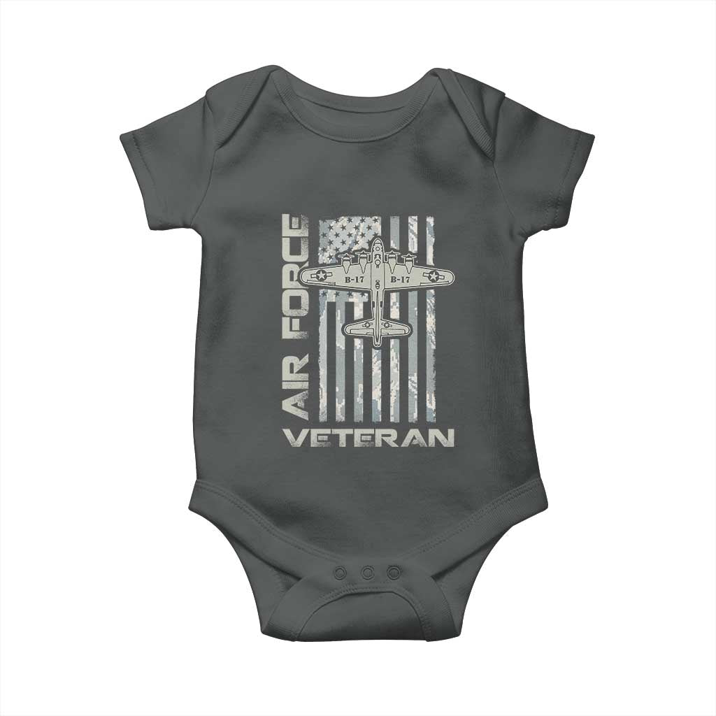 Air Force Veteran Baby Onesie Vintage Camo USA Flag Veterans - Wonder Print Shop
