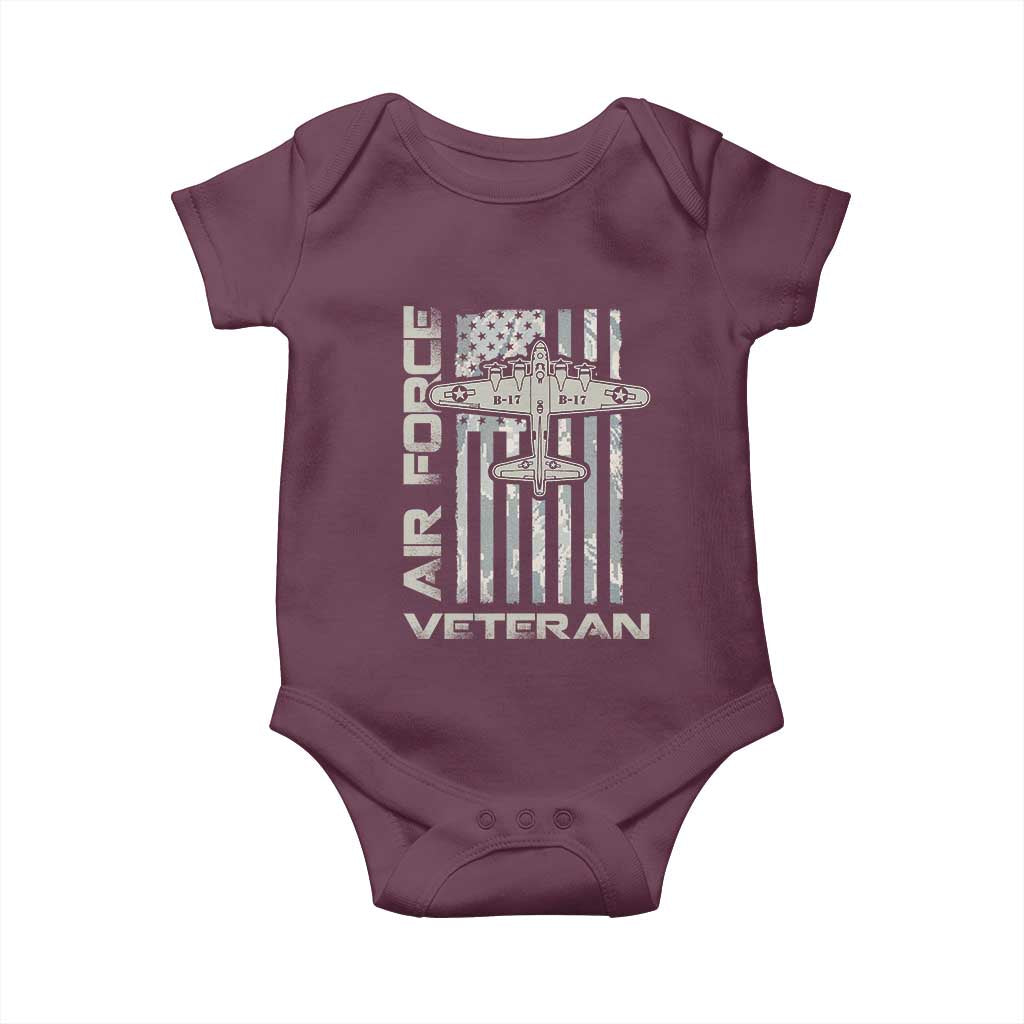 Air Force Veteran Baby Onesie Vintage Camo USA Flag Veterans - Wonder Print Shop