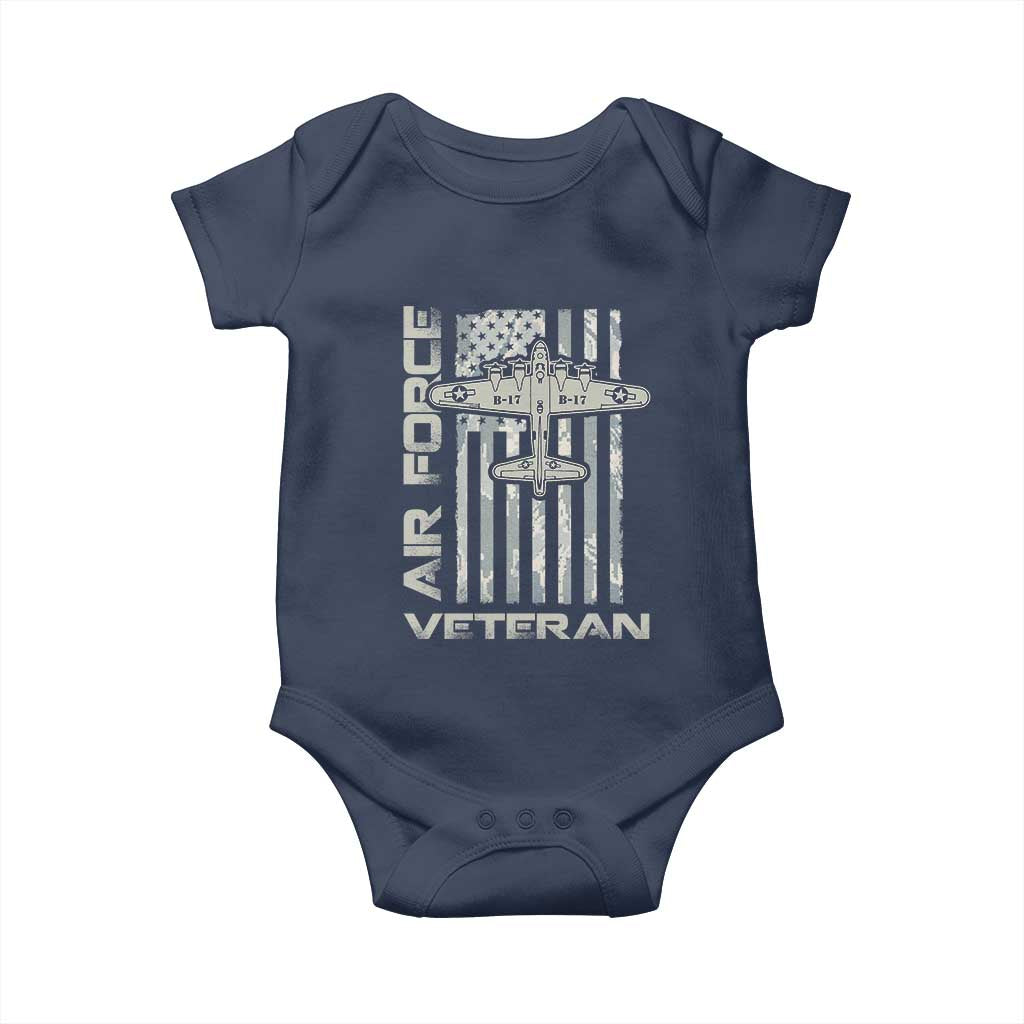 Air Force Veteran Baby Onesie Vintage Camo USA Flag Veterans - Wonder Print Shop