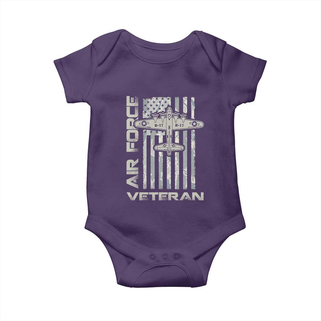 Air Force Veteran Baby Onesie Vintage Camo USA Flag Veterans - Wonder Print Shop