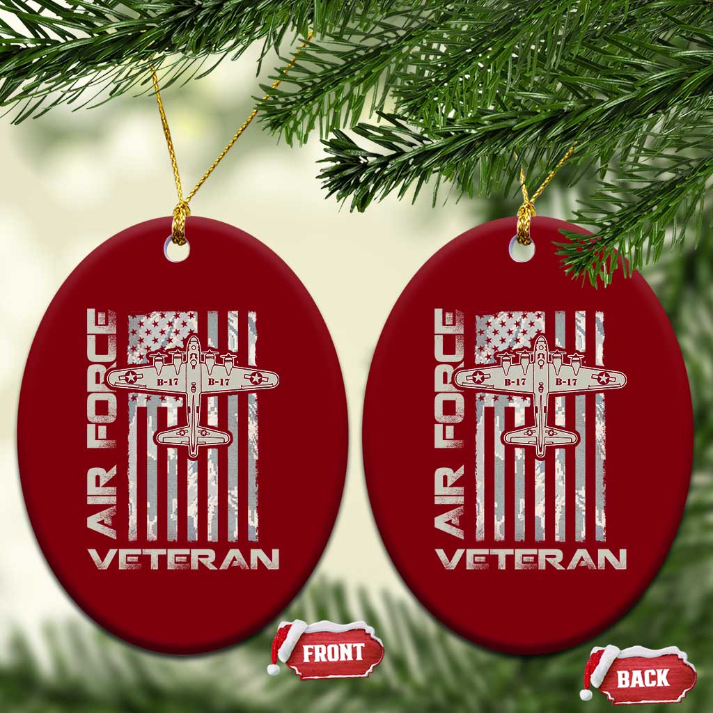 Air Force Veteran Ceramic Ornament Vintage Camo USA Flag Veterans - Wonder Print Shop