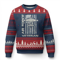 Air Force Veteran Ugly Christmas Sweater Vintage Camo USA Flag Veterans - Wonder Print Shop