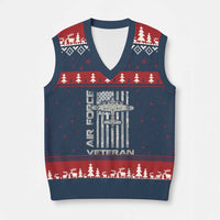 Air Force Veteran V-Neck Knit Sweater Vest Vintage Camo USA Flag Veterans - Wonder Print Shop