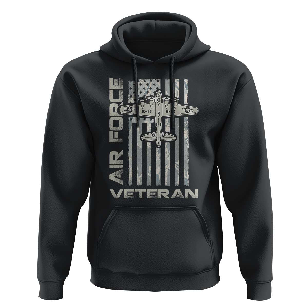 Air Force Veteran Hoodie Vintage Camo USA Flag Veterans - Wonder Print Shop