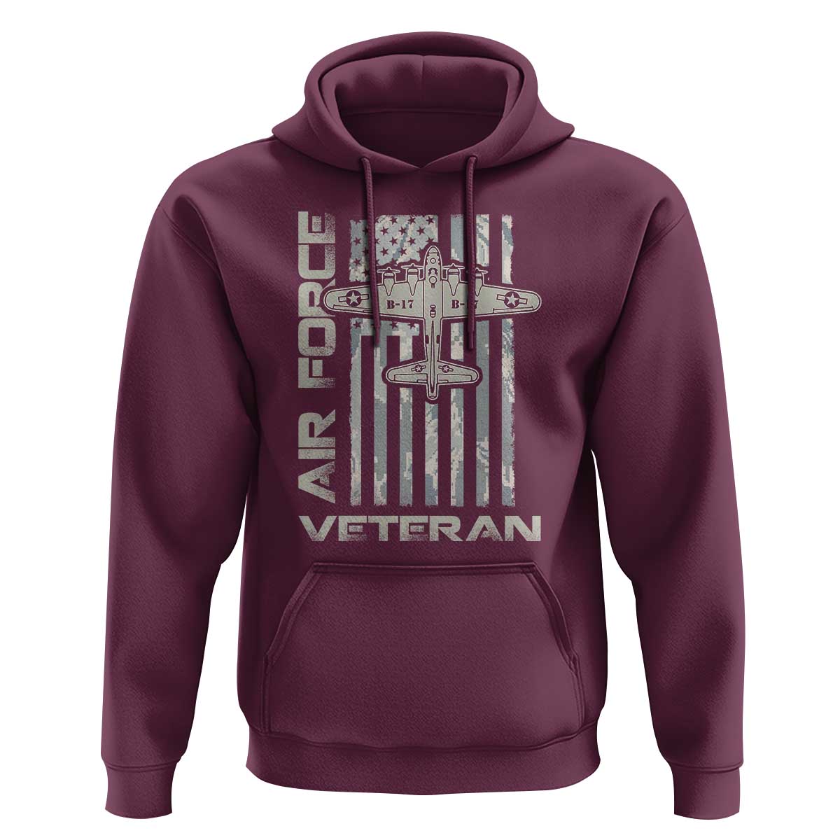 Air Force Veteran Hoodie Vintage Camo USA Flag Veterans - Wonder Print Shop