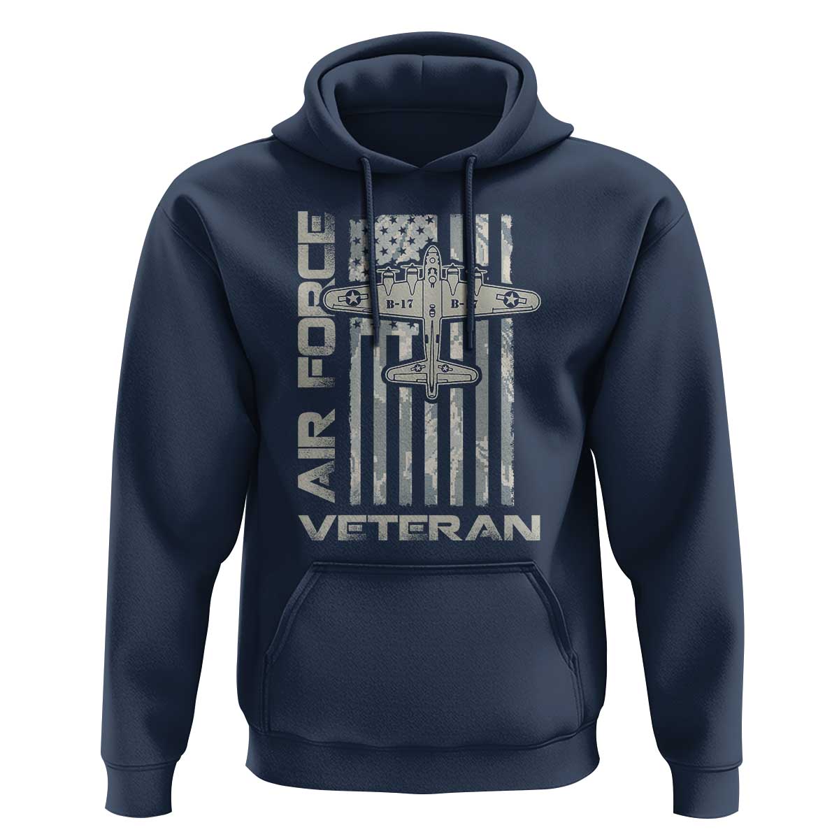 Air Force Veteran Hoodie Vintage Camo USA Flag Veterans - Wonder Print Shop