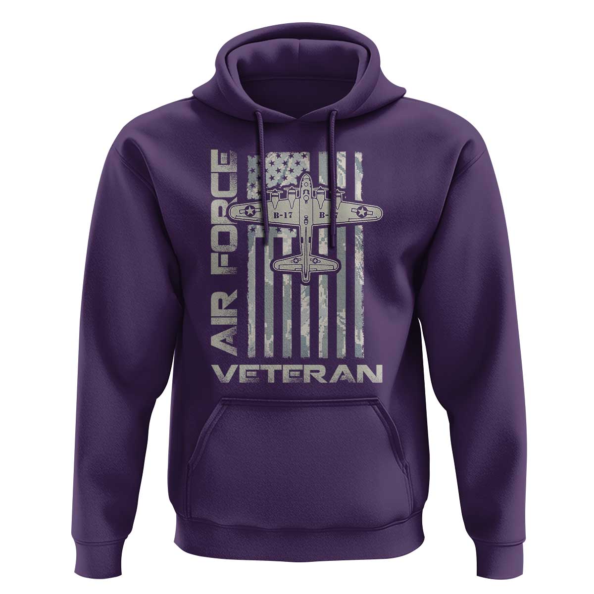 Air Force Veteran Hoodie Vintage Camo USA Flag Veterans - Wonder Print Shop
