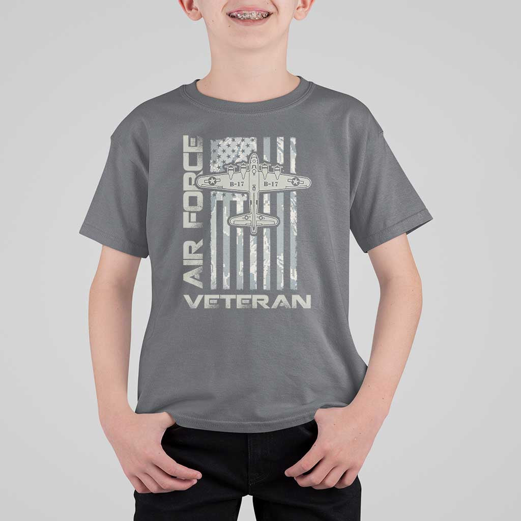 Air Force Veteran T Shirt For Kid Vintage Camo USA Flag Veterans - Wonder Print Shop