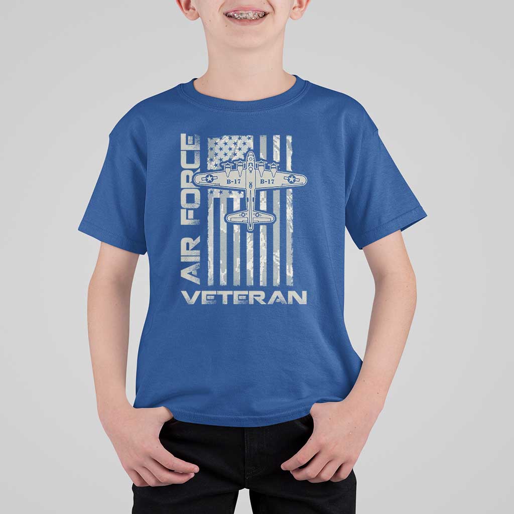 Air Force Veteran T Shirt For Kid Vintage Camo USA Flag Veterans - Wonder Print Shop