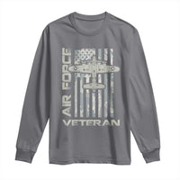 Air Force Veteran Long Sleeve Shirt Vintage Camo USA Flag Veterans - Wonder Print Shop