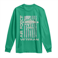 Air Force Veteran Long Sleeve Shirt Vintage Camo USA Flag Veterans - Wonder Print Shop