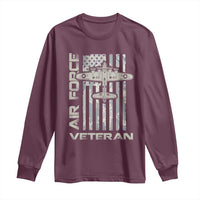 Air Force Veteran Long Sleeve Shirt Vintage Camo USA Flag Veterans - Wonder Print Shop