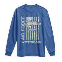 Air Force Veteran Long Sleeve Shirt Vintage Camo USA Flag Veterans - Wonder Print Shop