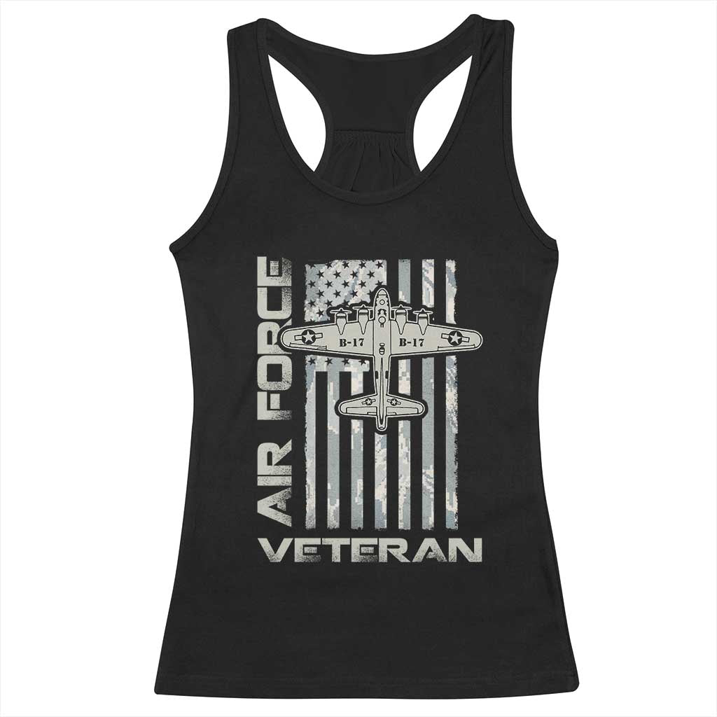 Air Force Veteran Racerback Tank Top Vintage Camo USA Flag Veterans - Wonder Print Shop