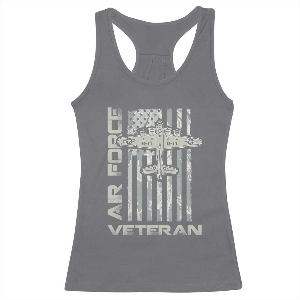 Air Force Veteran Racerback Tank Top Vintage Camo USA Flag Veterans - Wonder Print Shop