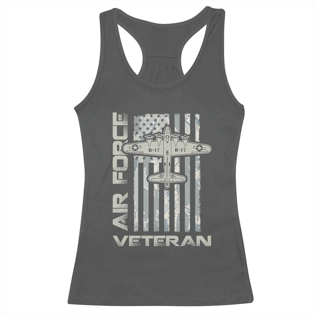 Air Force Veteran Racerback Tank Top Vintage Camo USA Flag Veterans - Wonder Print Shop