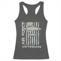 Air Force Veteran Racerback Tank Top Vintage Camo USA Flag Veterans - Wonder Print Shop