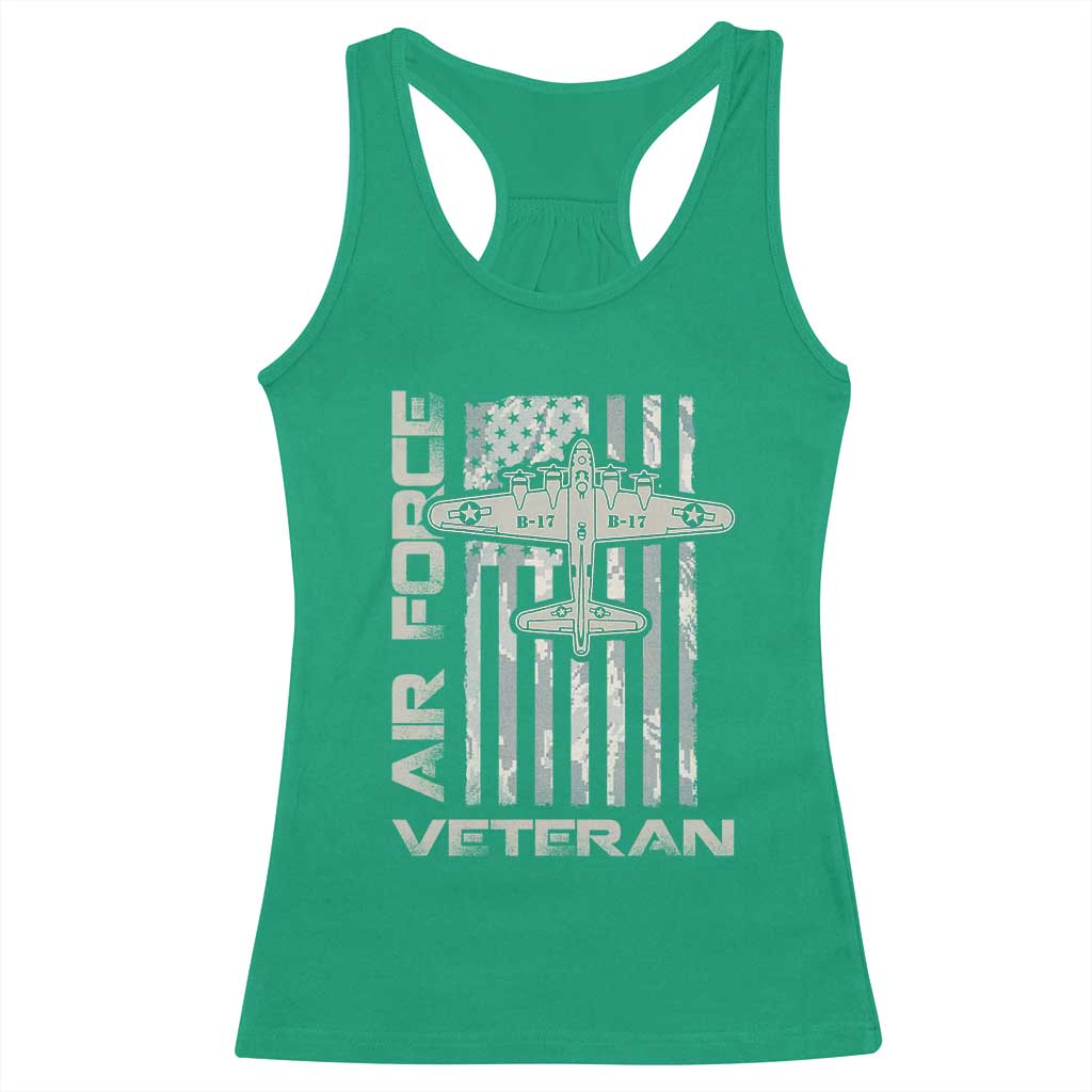 Air Force Veteran Racerback Tank Top Vintage Camo USA Flag Veterans - Wonder Print Shop