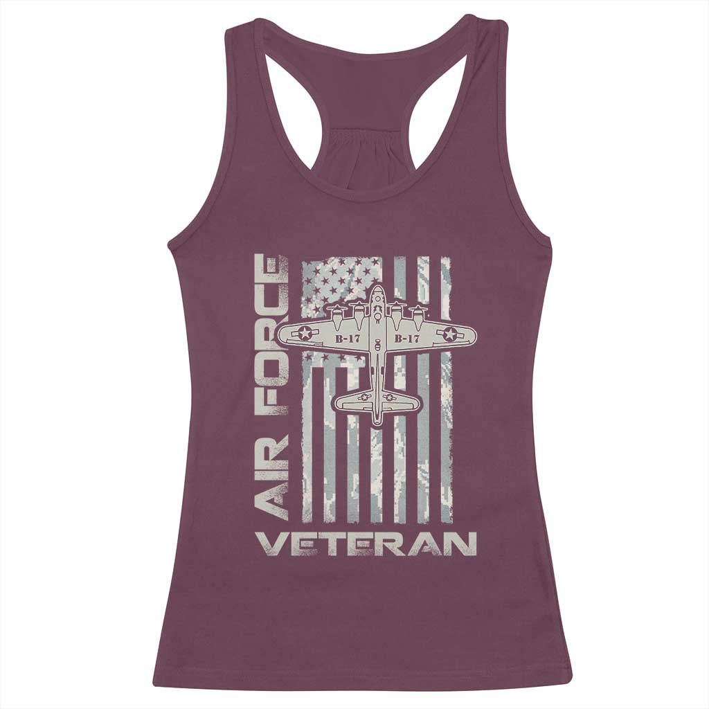 Air Force Veteran Racerback Tank Top Vintage Camo USA Flag Veterans - Wonder Print Shop