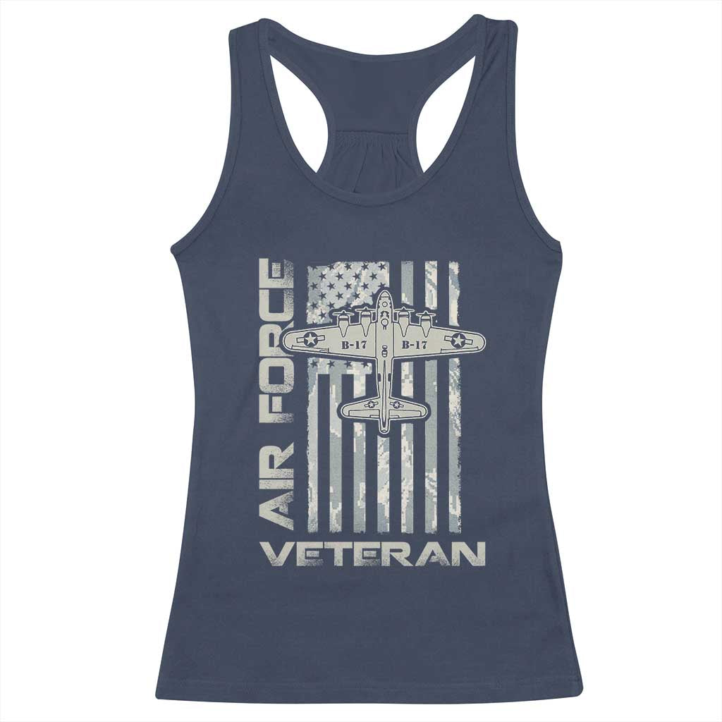 Air Force Veteran Racerback Tank Top Vintage Camo USA Flag Veterans - Wonder Print Shop