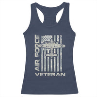 Air Force Veteran Racerback Tank Top Vintage Camo USA Flag Veterans - Wonder Print Shop
