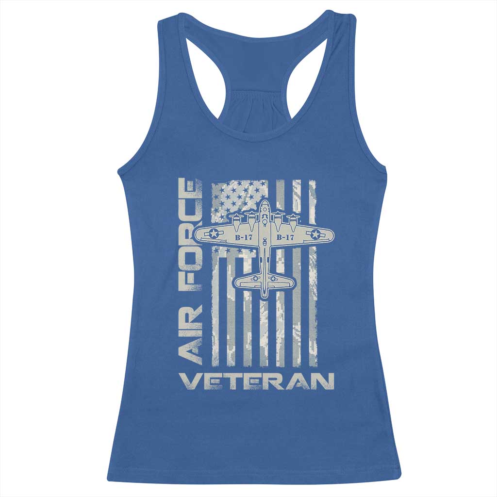 Air Force Veteran Racerback Tank Top Vintage Camo USA Flag Veterans - Wonder Print Shop