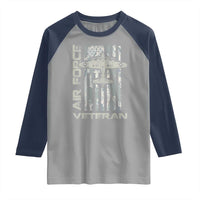 Air Force Veteran Raglan Shirt Vintage Camo USA Flag Veterans - Wonder Print Shop
