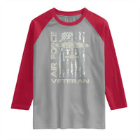 Air Force Veteran Raglan Shirt Vintage Camo USA Flag Veterans - Wonder Print Shop