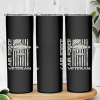 Air Force Veteran Skinny Tumbler Vintage Camo USA Flag Veterans - Wonder Print Shop