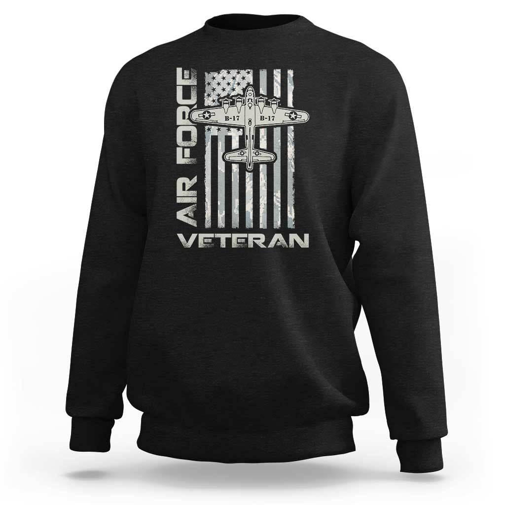 Air Force Veteran Sweatshirt Vintage Camo USA Flag Veterans - Wonder Print Shop