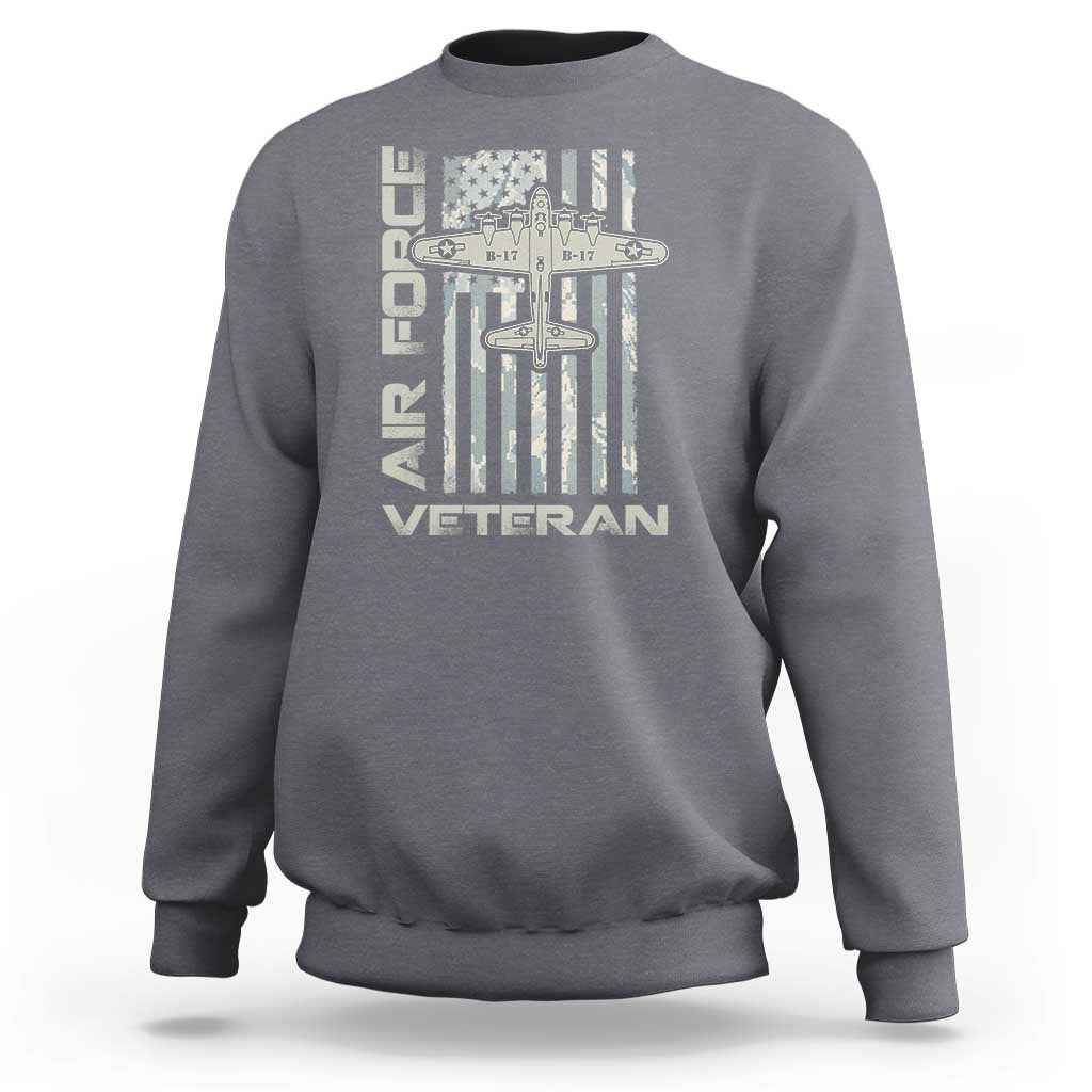 Air Force Veteran Sweatshirt Vintage Camo USA Flag Veterans - Wonder Print Shop