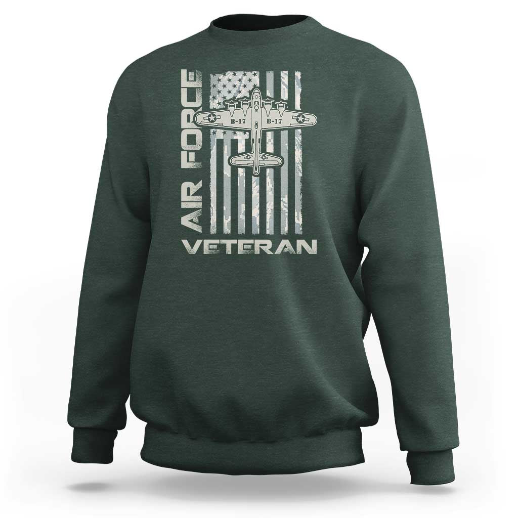 Air Force Veteran Sweatshirt Vintage Camo USA Flag Veterans - Wonder Print Shop