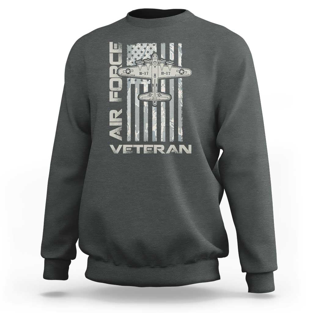 Air Force Veteran Sweatshirt Vintage Camo USA Flag Veterans - Wonder Print Shop