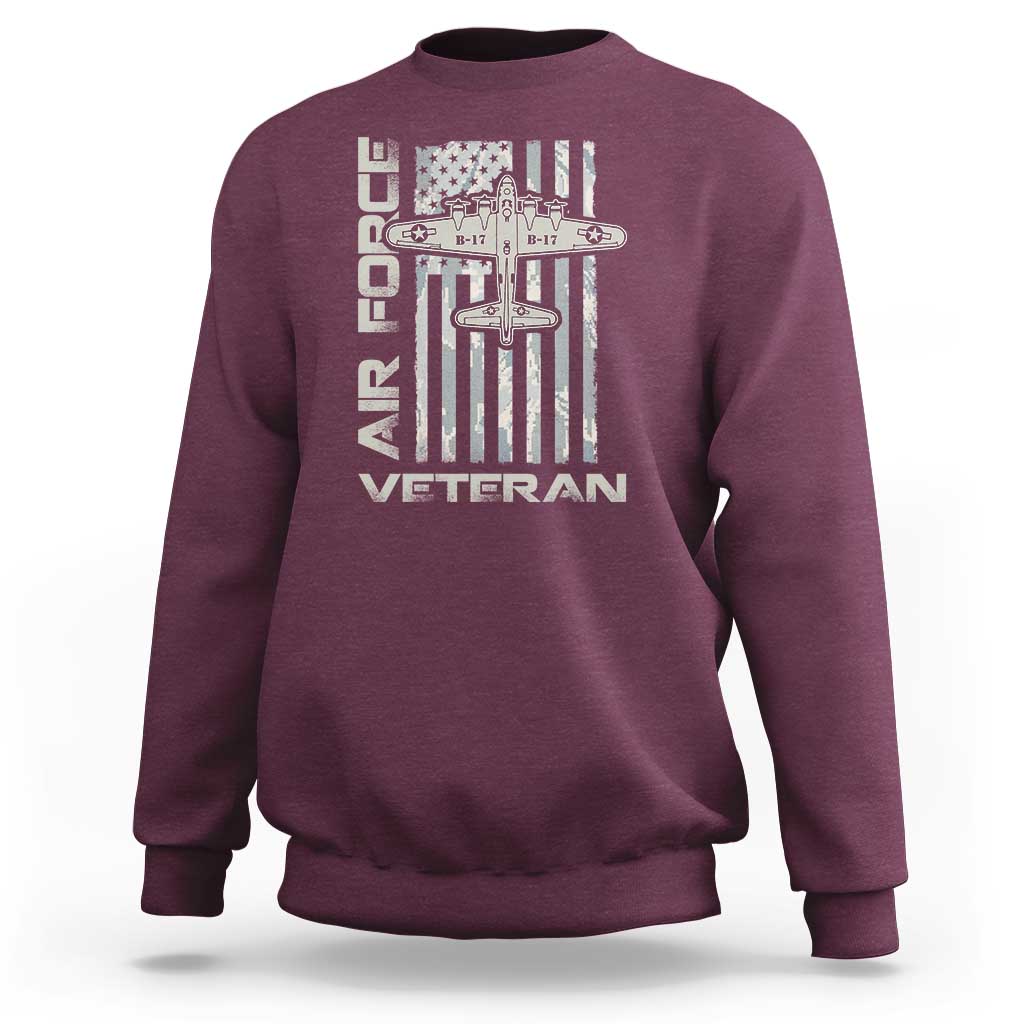 Air Force Veteran Sweatshirt Vintage Camo USA Flag Veterans - Wonder Print Shop