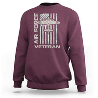 Air Force Veteran Sweatshirt Vintage Camo USA Flag Veterans - Wonder Print Shop