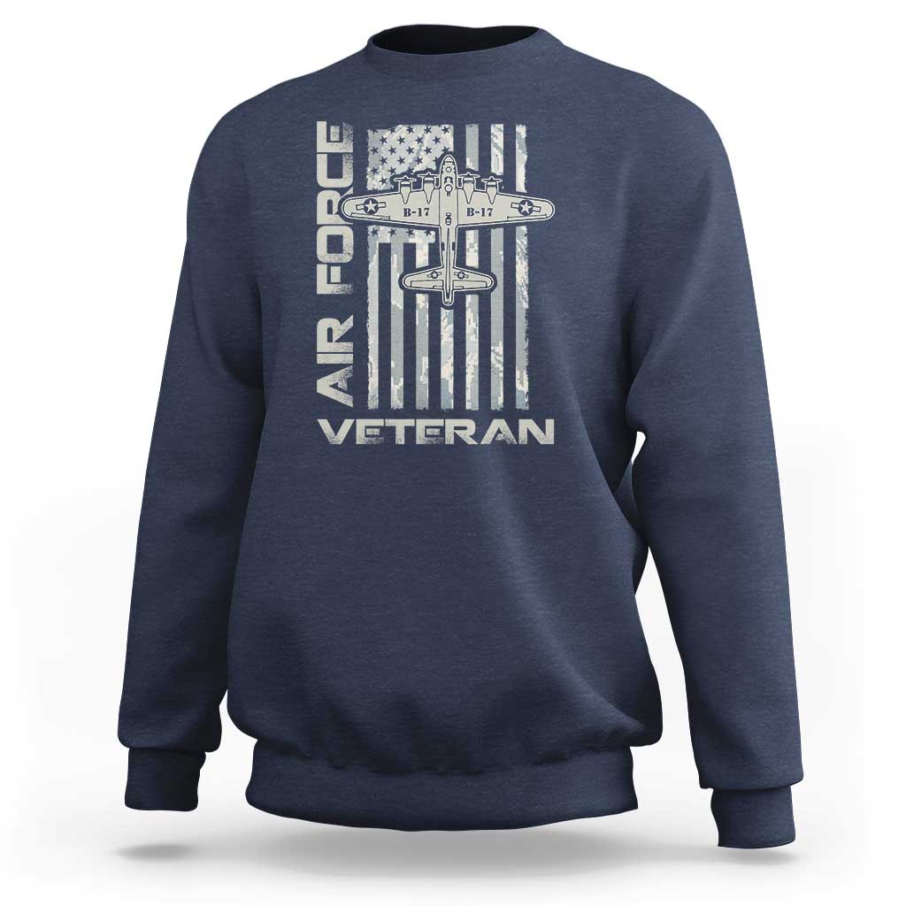 Air Force Veteran Sweatshirt Vintage Camo USA Flag Veterans - Wonder Print Shop