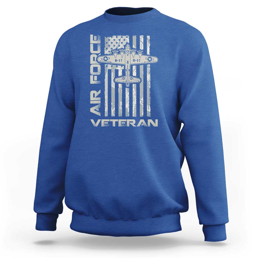 Air Force Veteran Sweatshirt Vintage Camo USA Flag Veterans - Wonder Print Shop