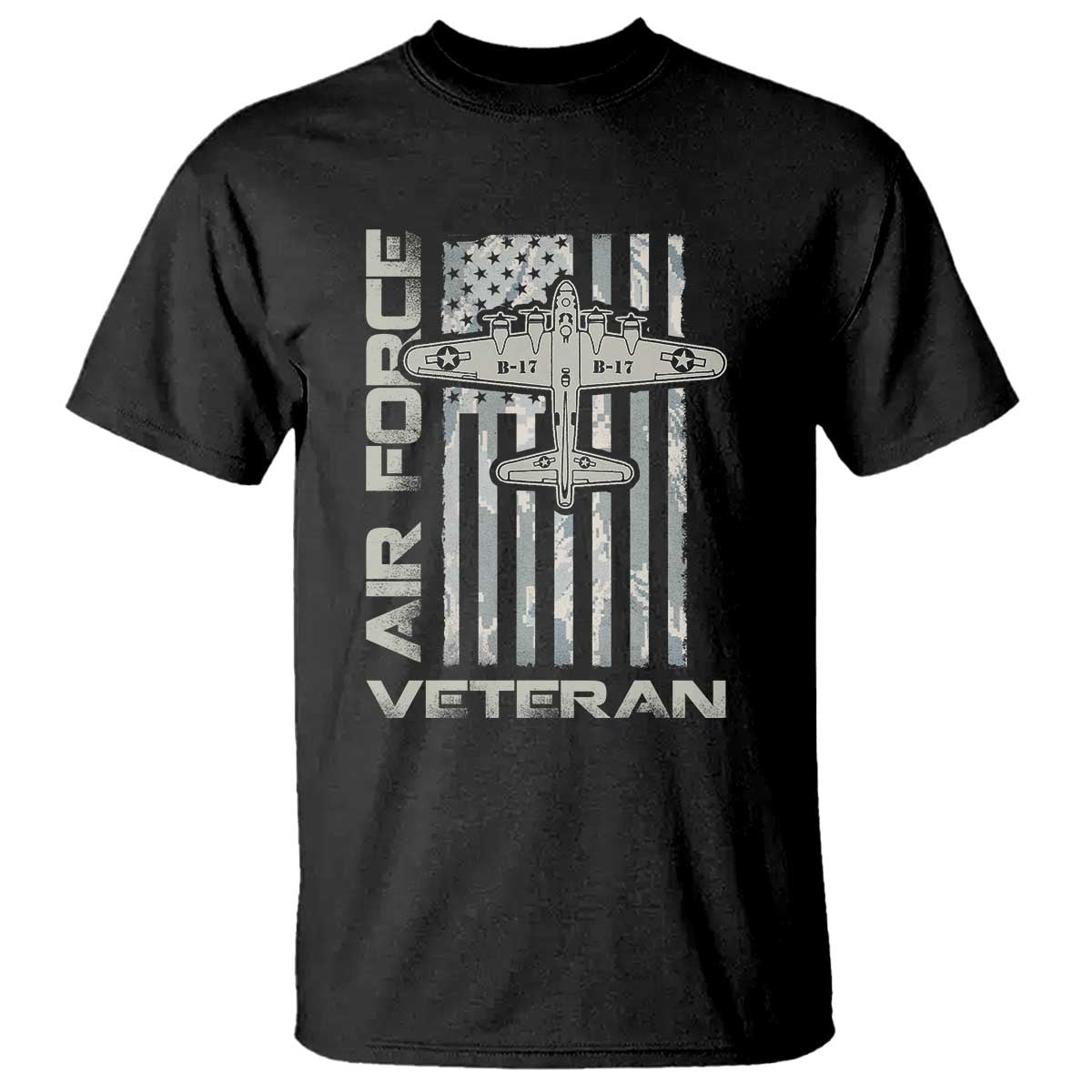 Air Force Veteran T Shirt Vintage Camo USA Flag Veterans - Wonder Print Shop