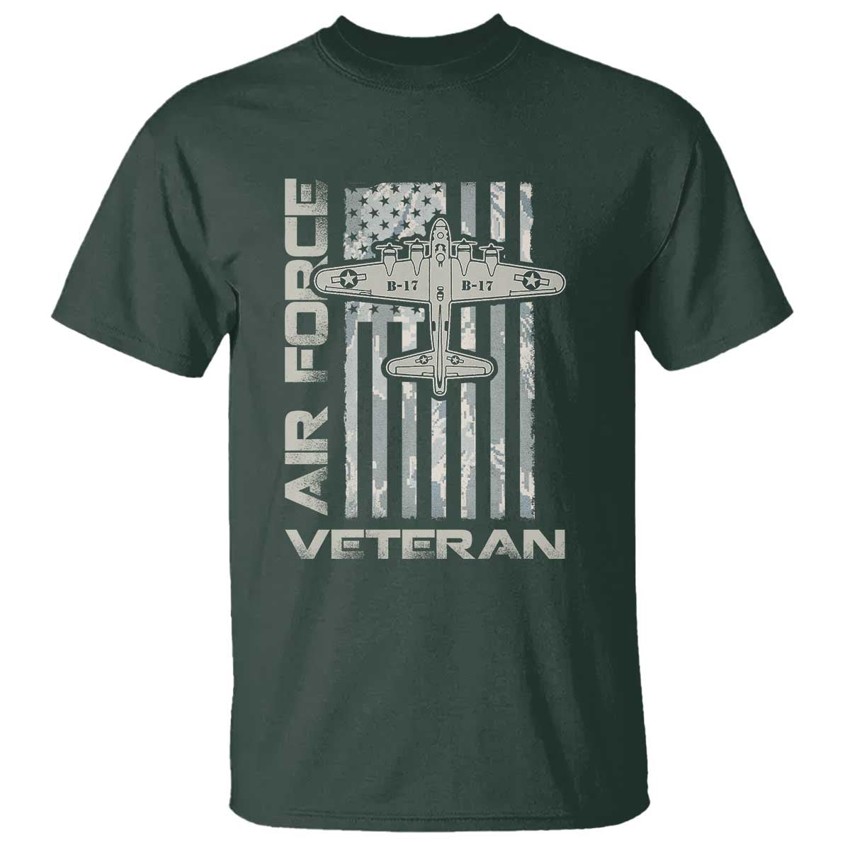 Air Force Veteran T Shirt Vintage Camo USA Flag Veterans - Wonder Print Shop