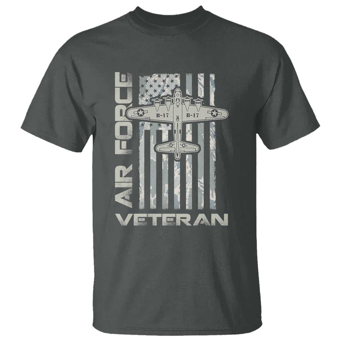Air Force Veteran T Shirt Vintage Camo USA Flag Veterans - Wonder Print Shop