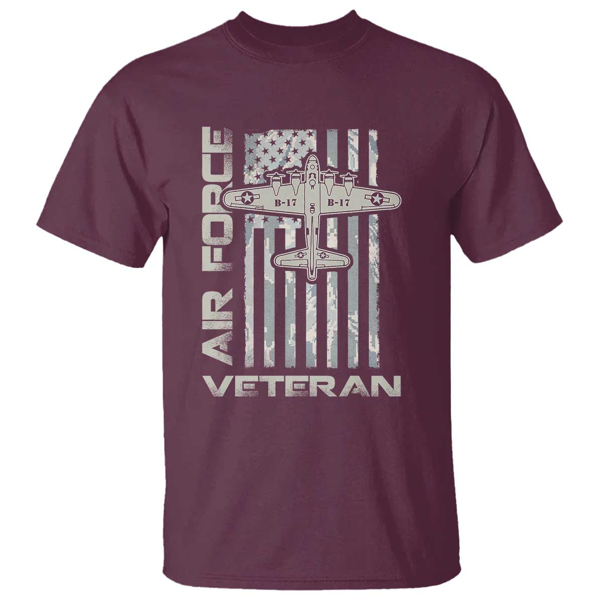 Air Force Veteran T Shirt Vintage Camo USA Flag Veterans - Wonder Print Shop