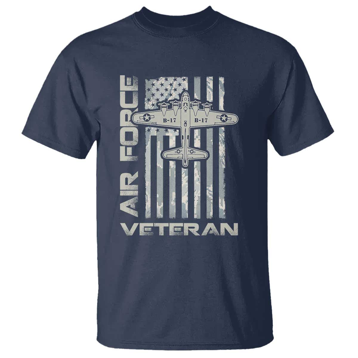 Air Force Veteran T Shirt Vintage Camo USA Flag Veterans - Wonder Print Shop